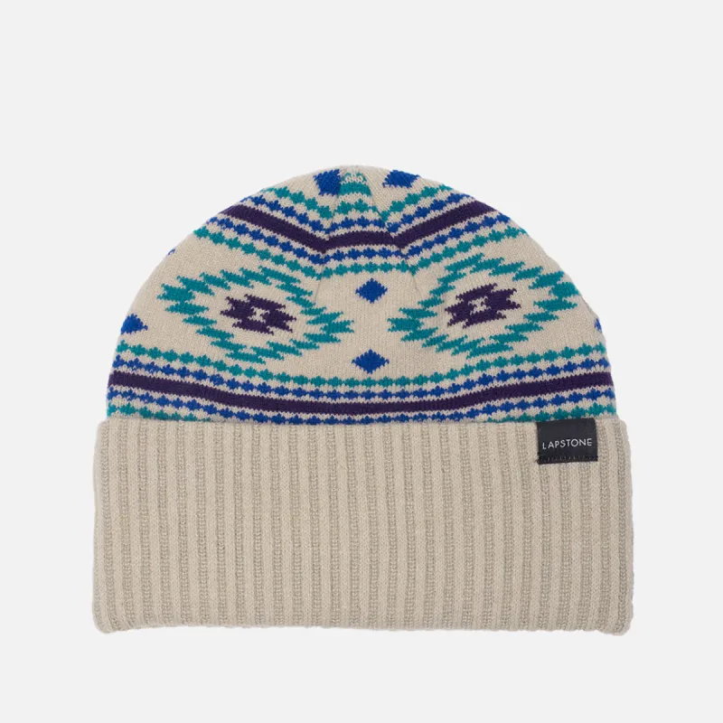 LAPSTONE INTARSIA KNIT BEANIE - IVORY sold by Lapstone & Hammer