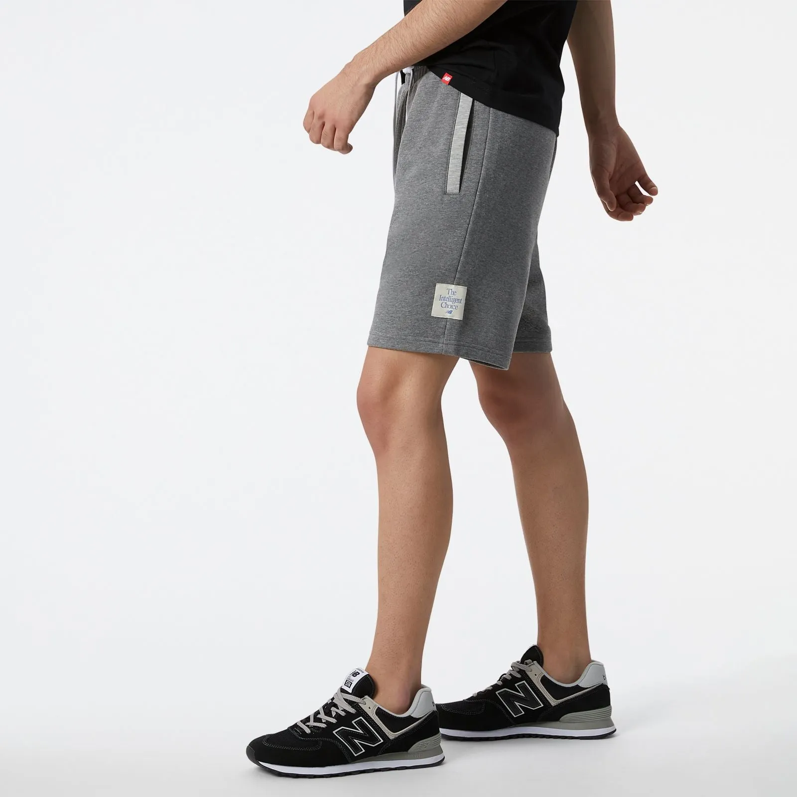 NB Essentials New Balance Fleece Short - Heather charcoal sold by Lapstone & Hammer product image thumbnail 2