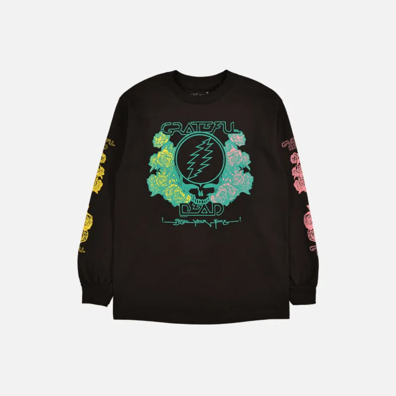 YELLOW PINK ROSES L/S TEE - BLACK sold by Lapstone & Hammer