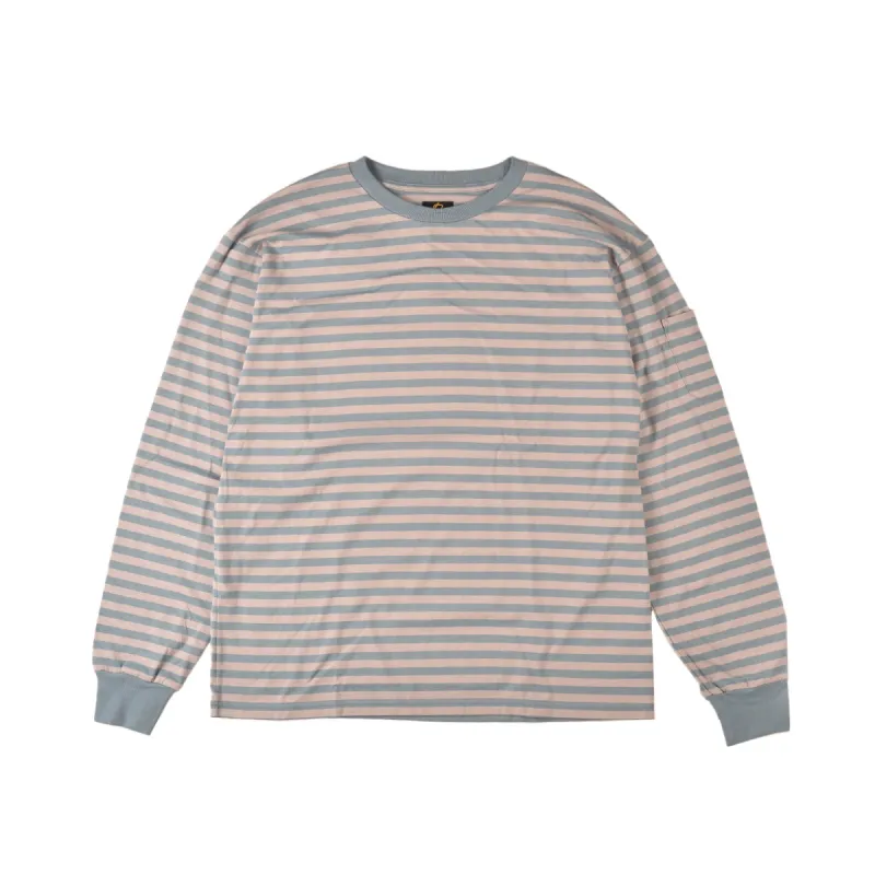 L/S CREW NECK TEE - COTTON STRIPE JERSEY - BLUE GREY sold by Lapstone & Hammer