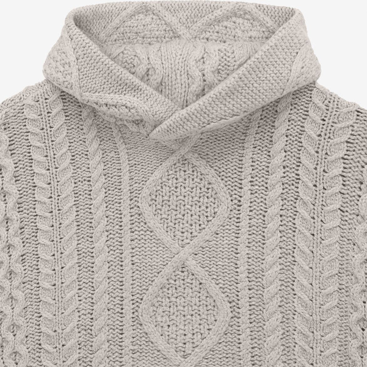 ESSENTIALS CABLE KNIT HOODIE - SILVER CLOUD sold by Lapstone & Hammer product image thumbnail 3