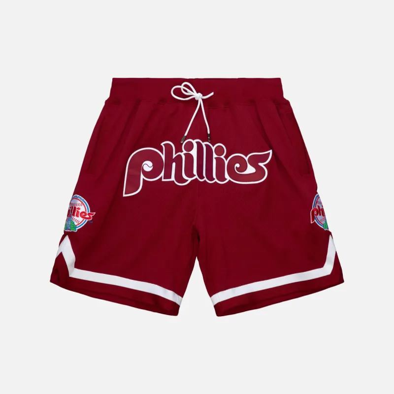 MITCHELL & NESS X JUST DON PHILADELPHIA PHILLIES COOPERSTOWN SHORTS - CARDINAL sold by Lapstone & Hammer