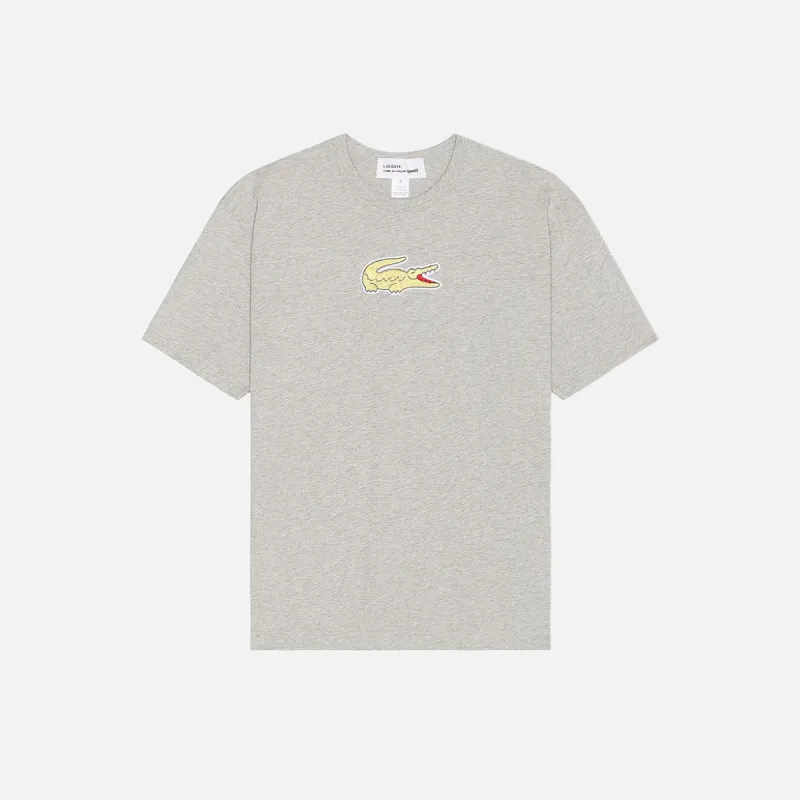 CDG X LACOSTE CROC LOGO TEE - GREY sold by Lapstone & Hammer
