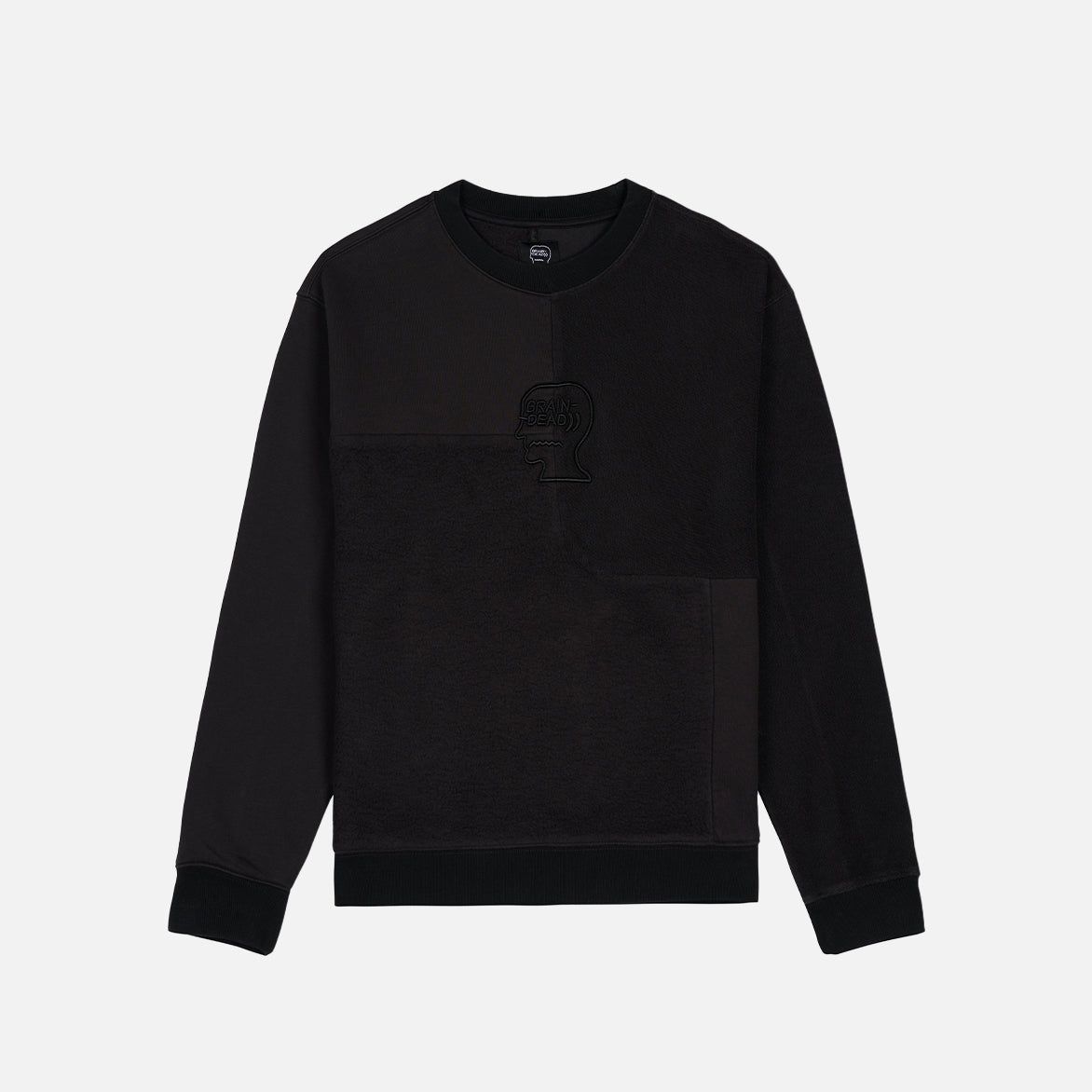 PANELED LONG SLEEVE CREWNECK - BLACK sold by Lapstone & Hammer