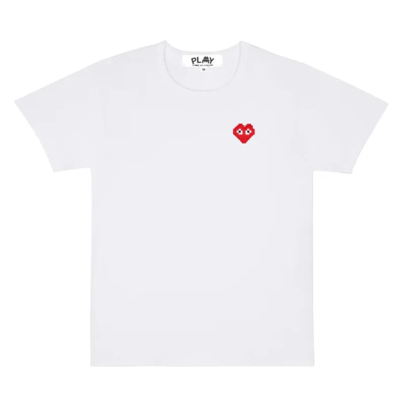 WMNS CDG PLAY X INVADER HEART - WHITE sold by Lapstone & Hammer