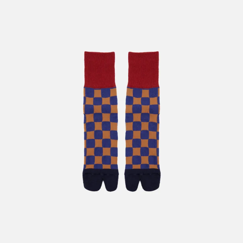 TABI CHECKER QUARTER CREW SOCK - NAVY sold by Lapstone & Hammer