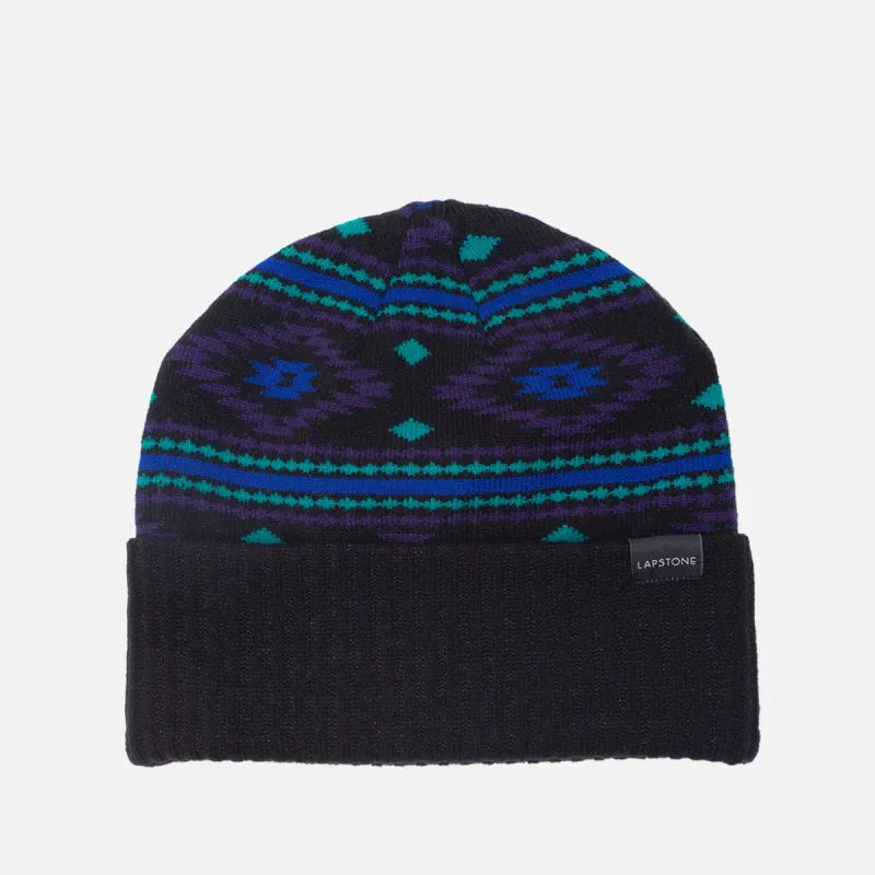 LAPSTONE INTARSIA KNIT BEANIE - BLACK sold by Lapstone & Hammer