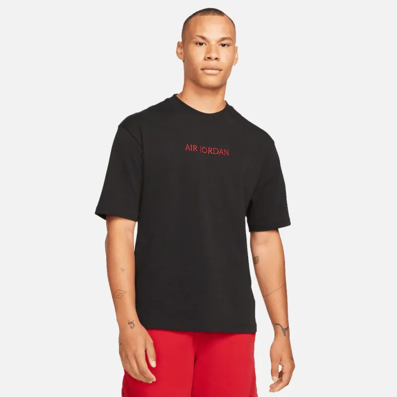 AIR JORDAN WORDMARK SS TEE - BLACK / UNIVERSITY RED sold by Lapstone & Hammer