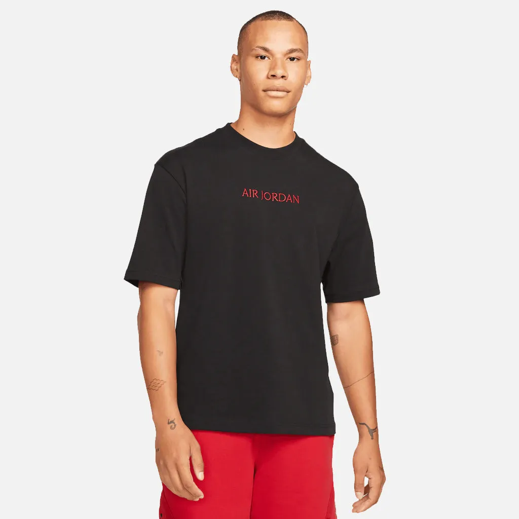 AIR JORDAN WORDMARK SS TEE - BLACK / UNIVERSITY RED sold by Lapstone & Hammer