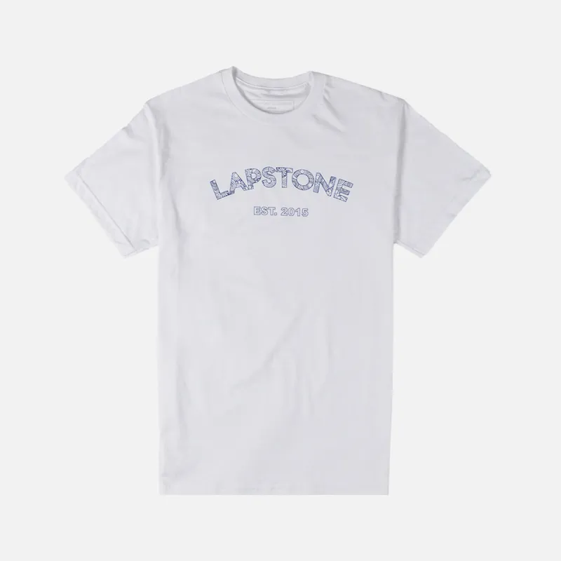 LAPSTONE ARCH DECO TEE - WHITE / NAVY sold by Lapstone & Hammer
