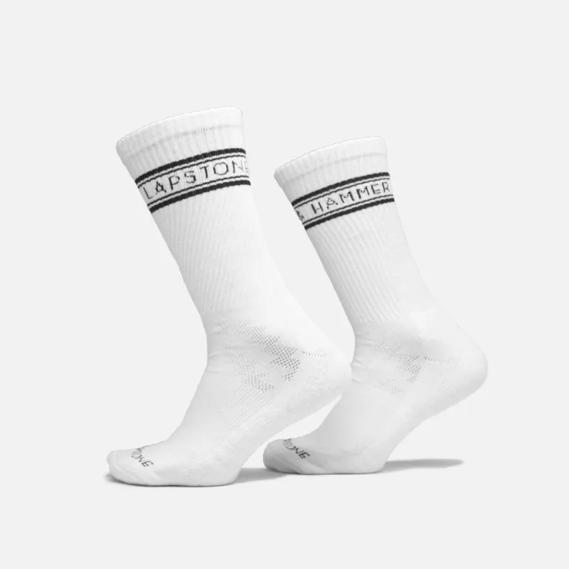 STRIPED CREW SOCK - WHITE / BLACK sold by Lapstone & Hammer