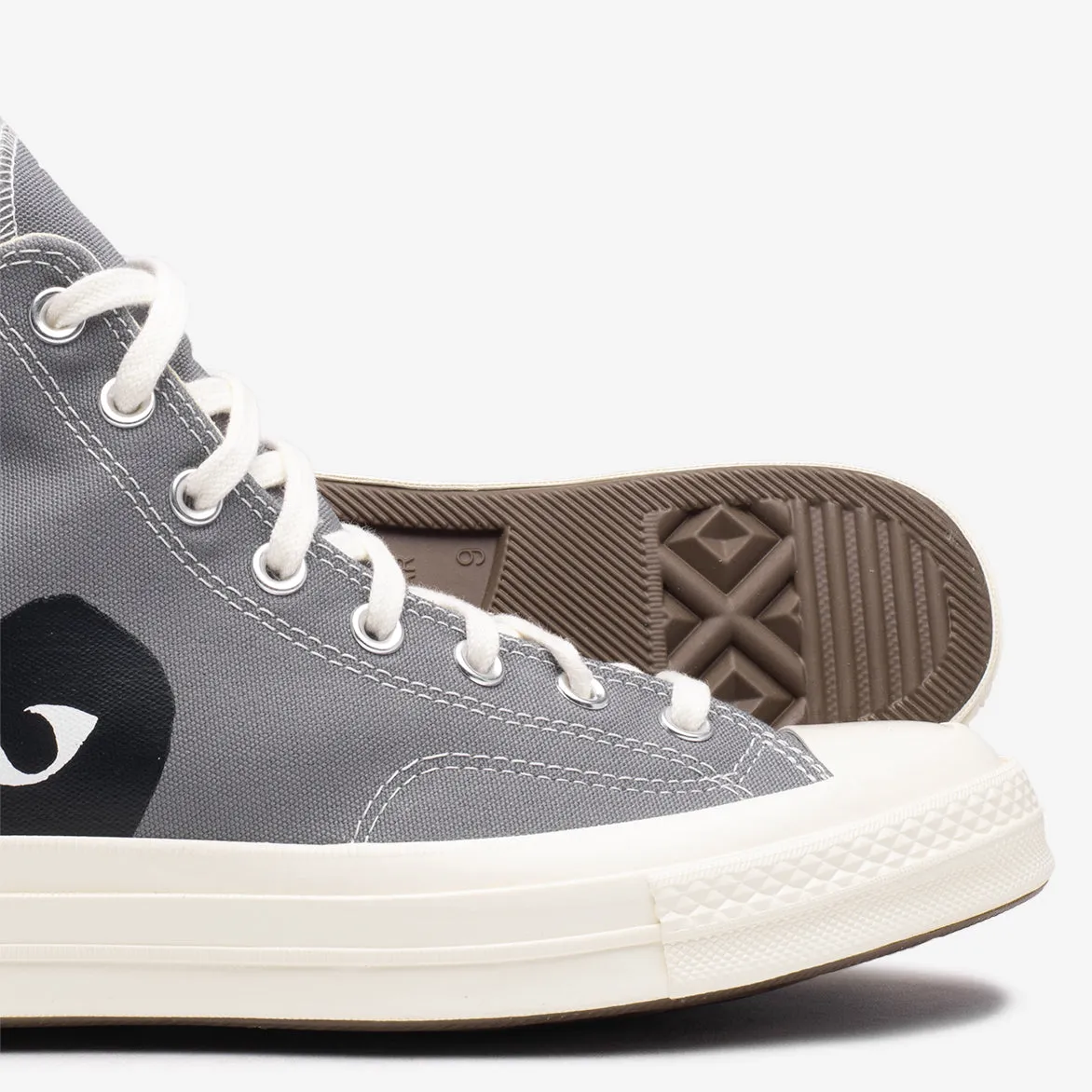 CDG PLAY X CONVERSE CHUCK 70 HIGH "BLACK HEART" - STEEL GREY sold by Lapstone & Hammer product image thumbnail 4