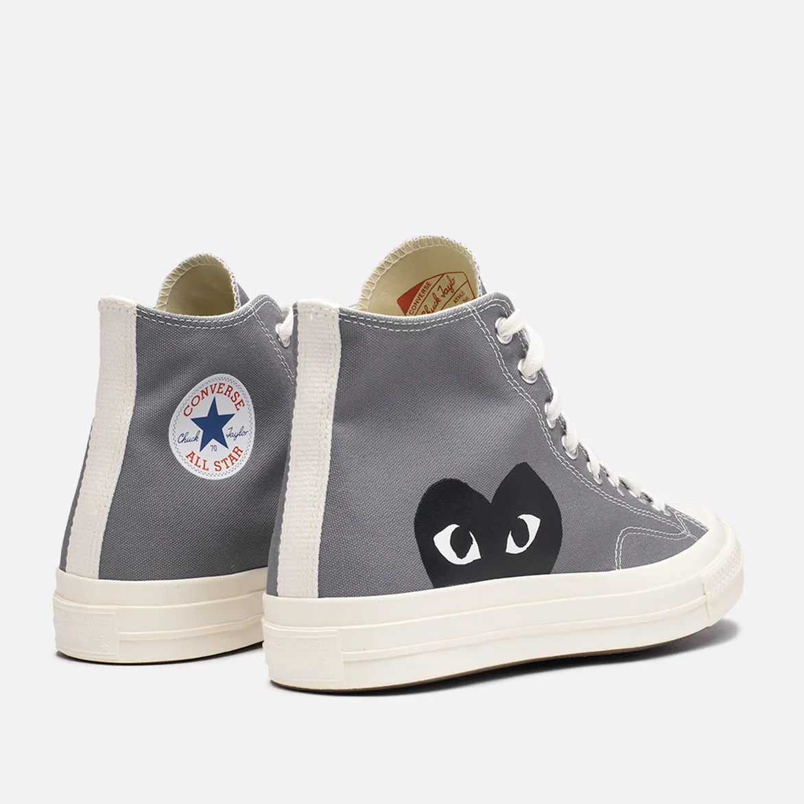 CDG PLAY X CONVERSE CHUCK 70 HIGH "BLACK HEART" - STEEL GREY sold by Lapstone & Hammer product image thumbnail 3