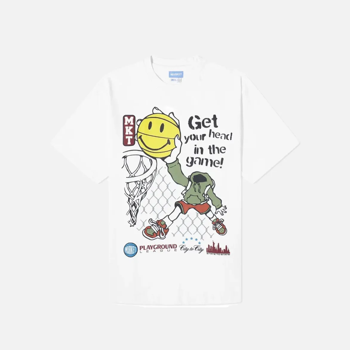 SMILEY HEAD IN THE GAME T-SHIRT - WHITE sold by Lapstone & Hammer