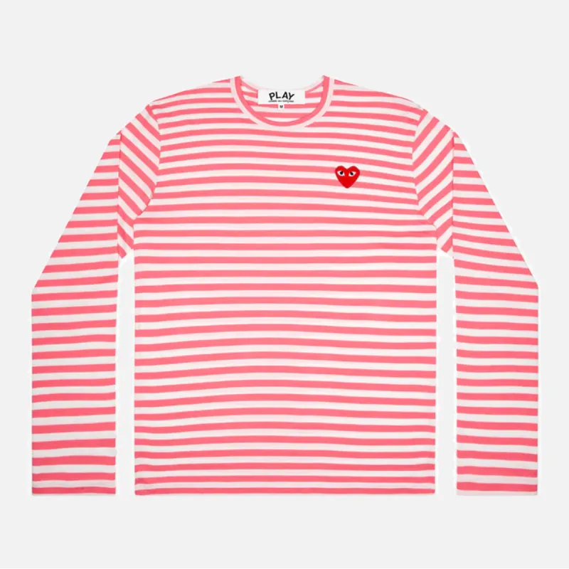 STRIPED LOGO HEART LS TEE - RED / WHITE sold by Lapstone & Hammer