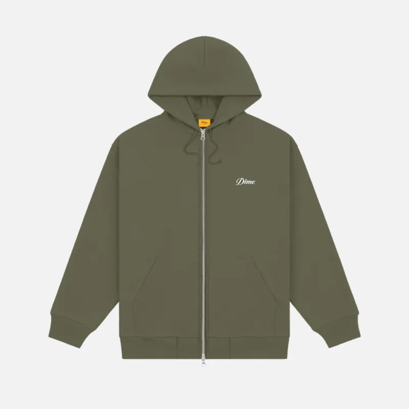 CURSIVE ZIP HOODIE - ARMY GREEN sold by Lapstone & Hammer