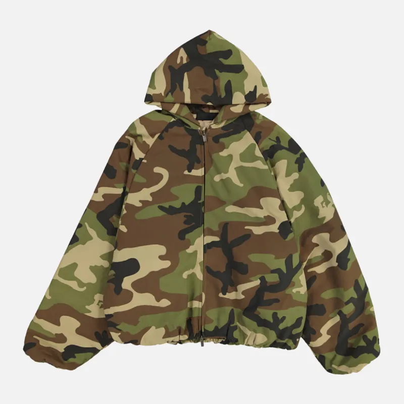 ESSENTIALS MILITARY NYLON HOODED JACKET - WOODLAND CAMO sold by Lapstone & Hammer
