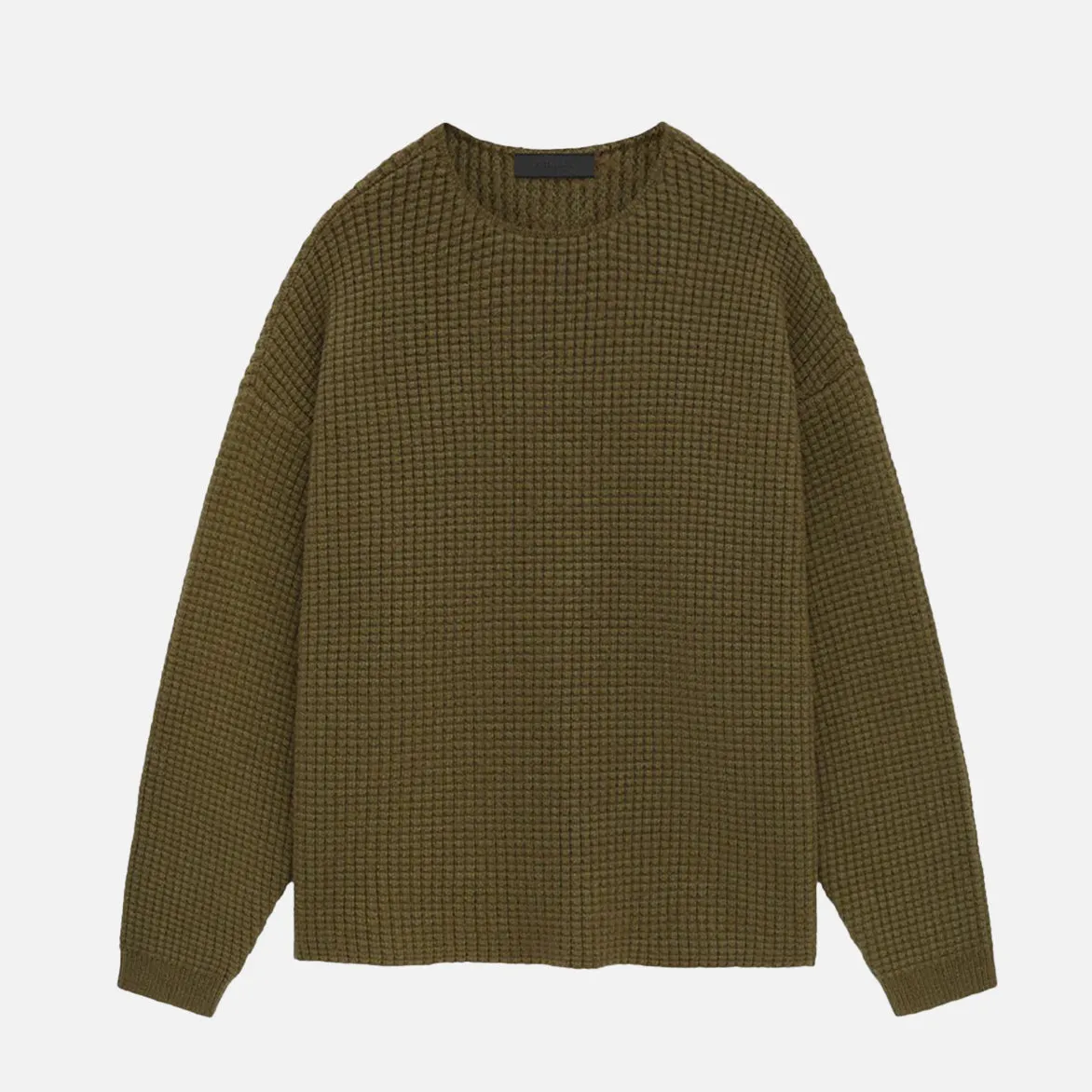 HEAVY WAFFLE CREWNECK SWEATER - MILITARY sold by Lapstone & Hammer