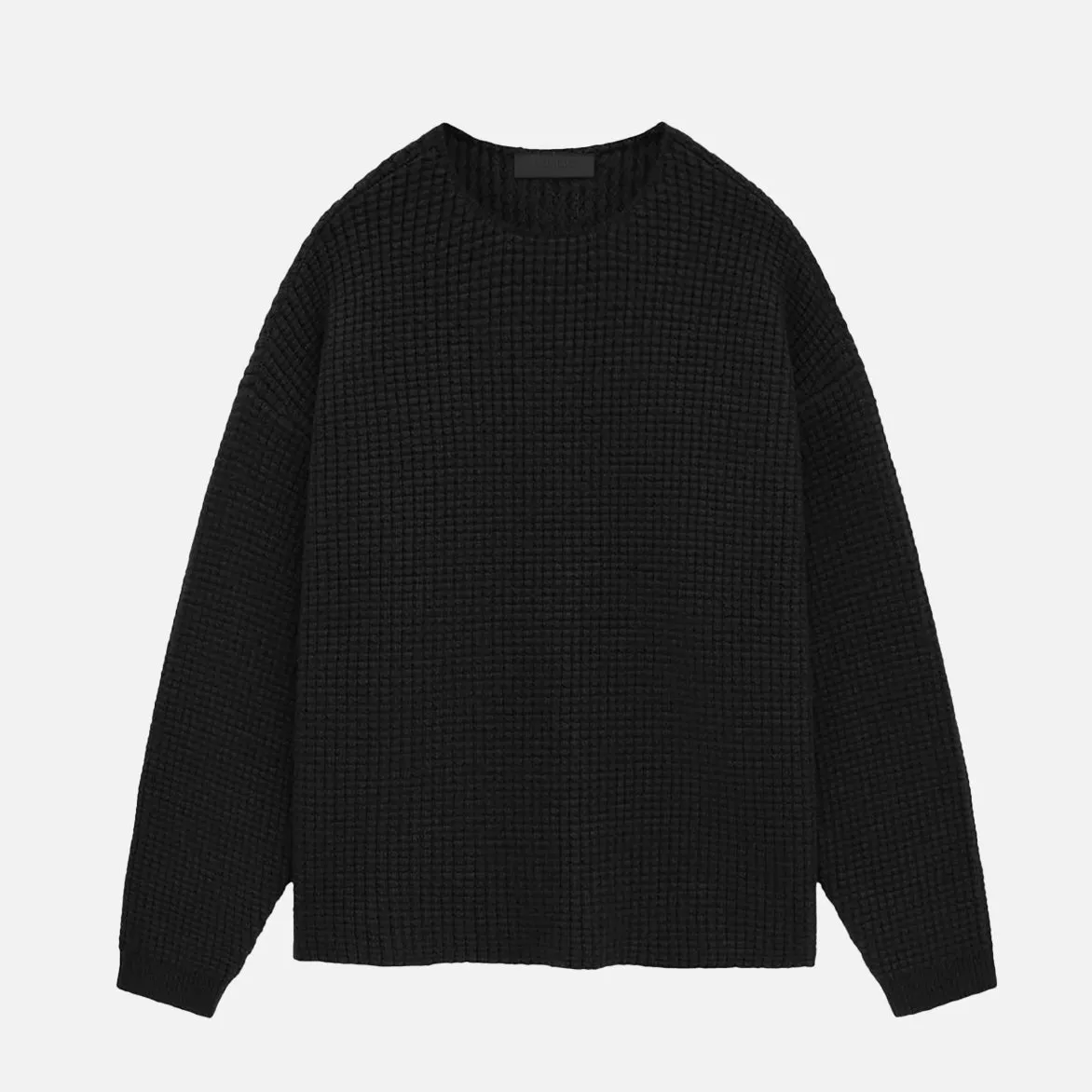 ESSENTIALS HEAVY WAFFLE CREWNECK SWEATER - BLACK sold by Lapstone & Hammer