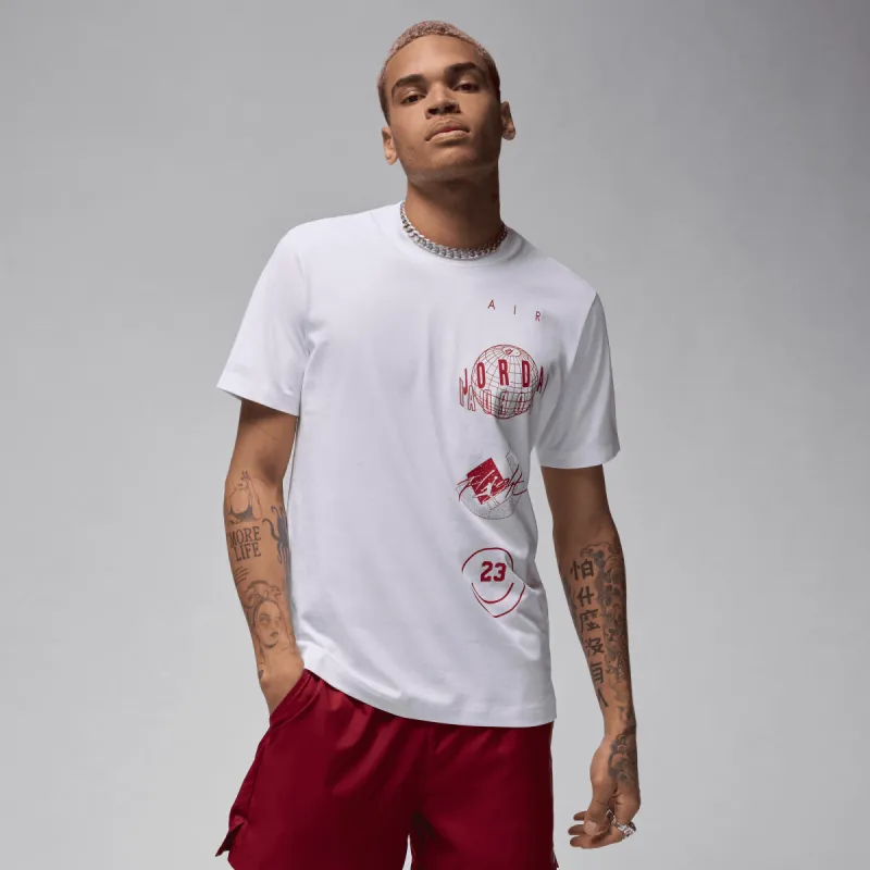 JORDAN BRAND LOGO TEE - WHITE / GYM RED sold by Lapstone & Hammer