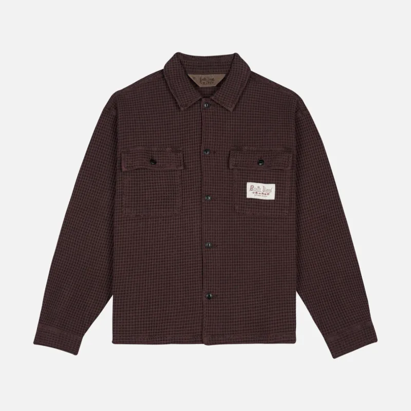 WAFFLE BUTTON FRONT SHIRT - CHOCOLATE sold by Lapstone & Hammer