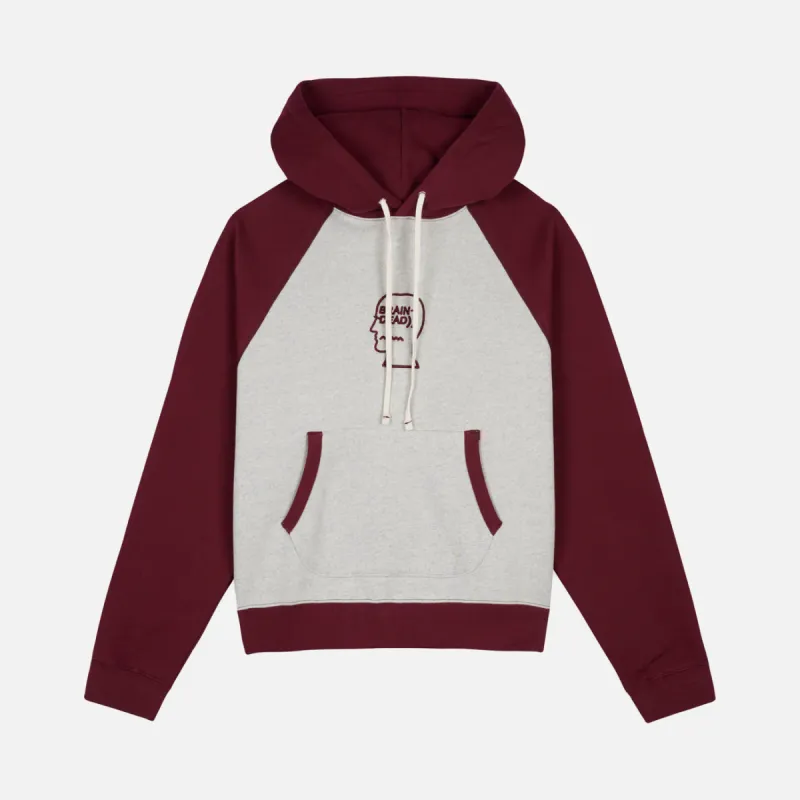 FLEECE LOGO HEAD RAGLAN HOODIE - OATMEAL MAROON sold by Lapstone & Hammer