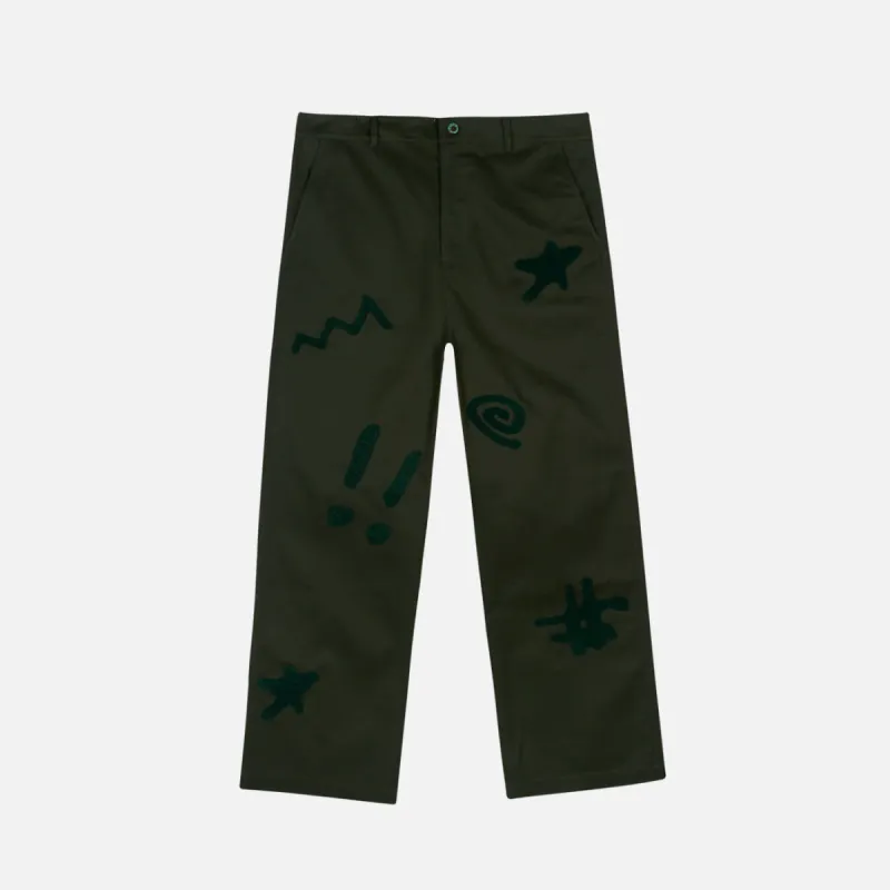 CHENILLE SYMBOLS FOUR POCKET PANT - DEEP GREEN sold by Lapstone & Hammer