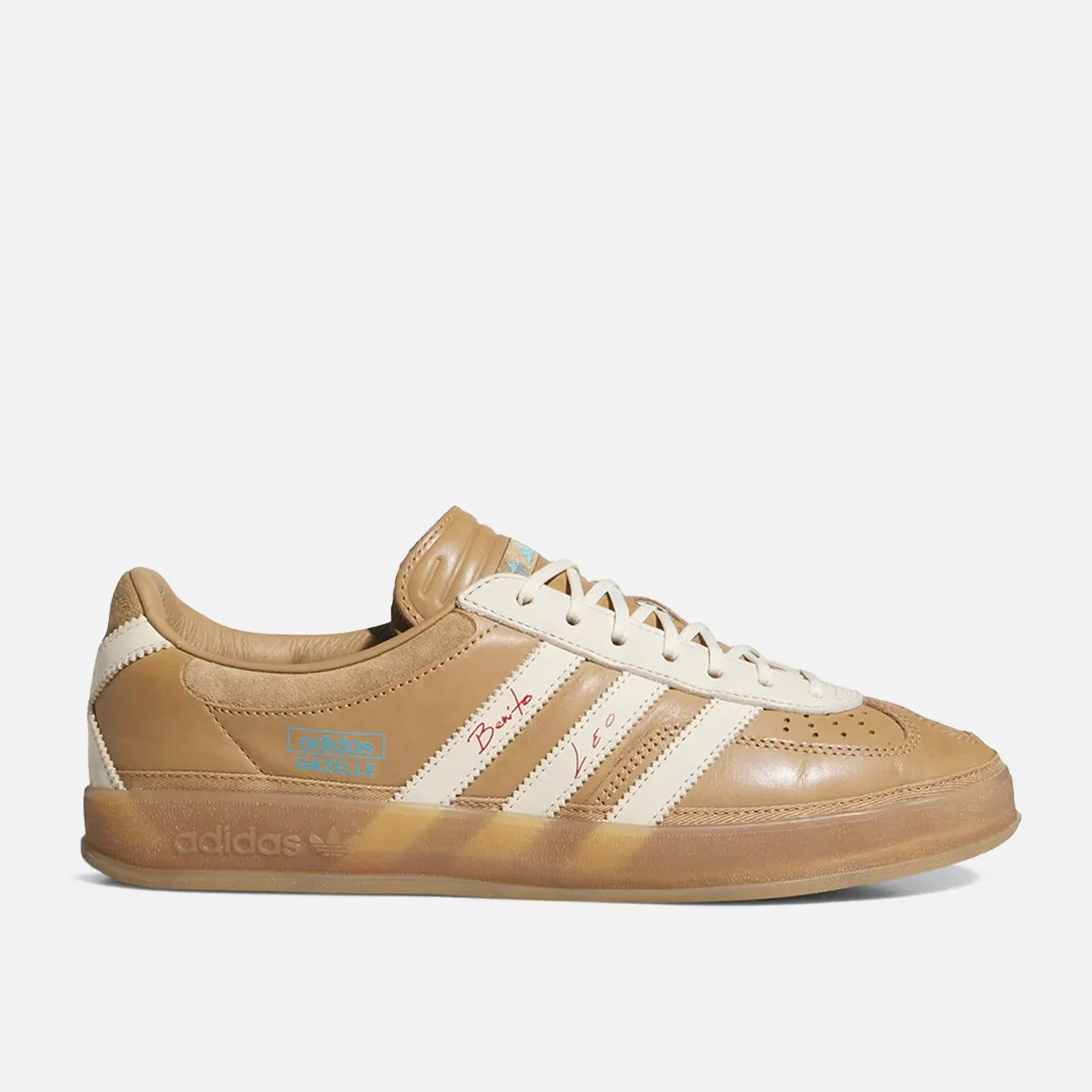 BAD BUNNY X LEO MESSI X ADIDAS GAZELLE INDOOR - CARDBOARD / CREAM WHITE / WILD BROWN sold by Lapstone & Hammer
