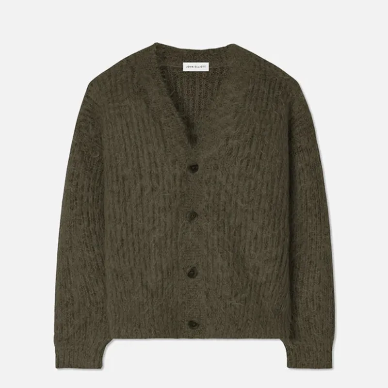 WOOL MOHAIR CARDIGAN - ARMY sold by Lapstone & Hammer
