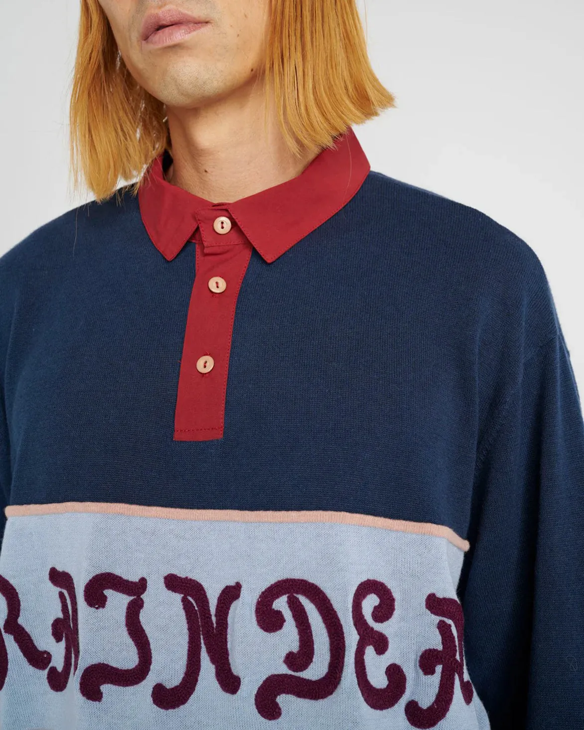 LIFTED STRIPE LONG SLEEVE RUGBY - NAVY MULTI sold by Lapstone & Hammer product image thumbnail 3