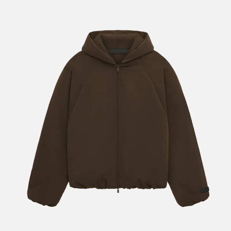 ESSENTIALS MILITARY NYLON HOODED BOMBER - BROWN sold by Lapstone & Hammer