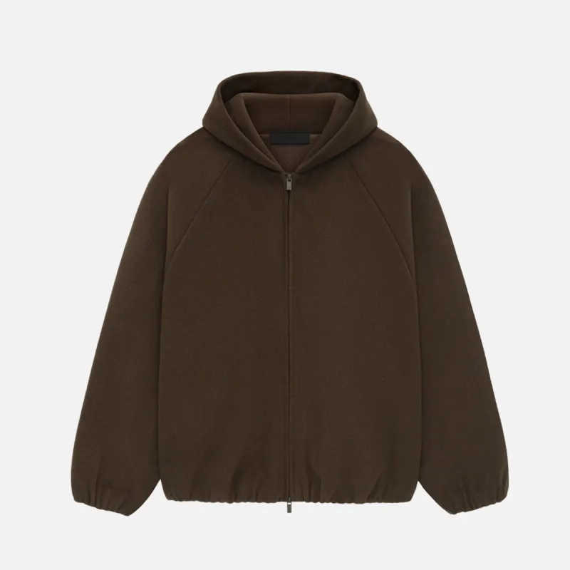 ESSENTIALS BRUSHED HOODED BOMBER - BROWN sold by Lapstone & Hammer