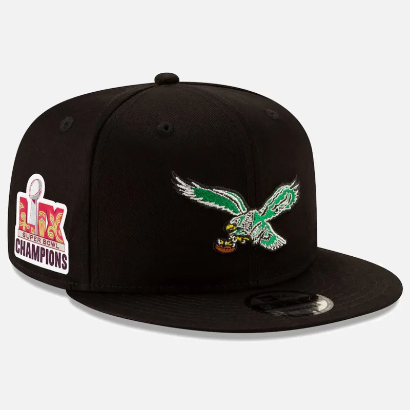 EAGLES SUPER BOWL CHAMPION RETRO LOGO 9FIFTY SNAPBACK HAT - BLACK sold by Lapstone & Hammer