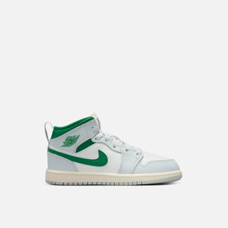 JORDAN 1 MID (PS) - PURE PLATINUM / PINE GREEN sold by Lapstone & Hammer