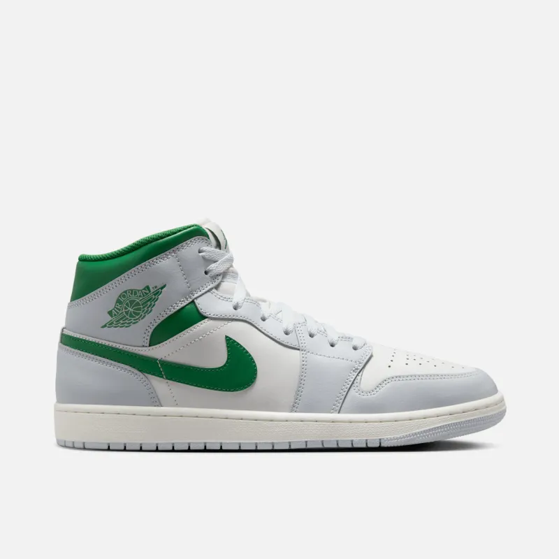 AIR JORDAN 1 MID - PURE PLATINUM / PINE GREEN sold by Lapstone & Hammer