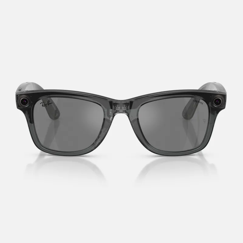 RAY-BAN META X COPERNI WAYFARER - SHINY TRANSPARENT BLACK / GREY MIRROR sold by Lapstone & Hammer