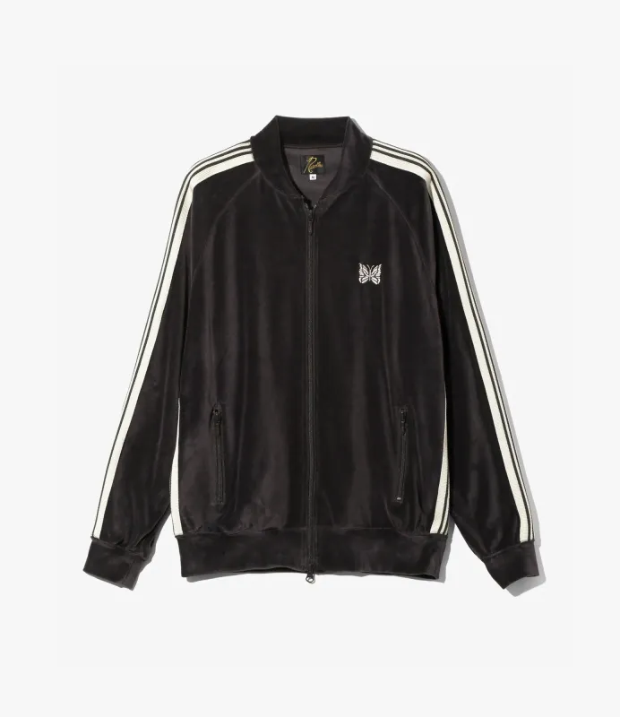 RIB COLLAR TRACK JACKET VELOUR - CHARCOAL made by Needles