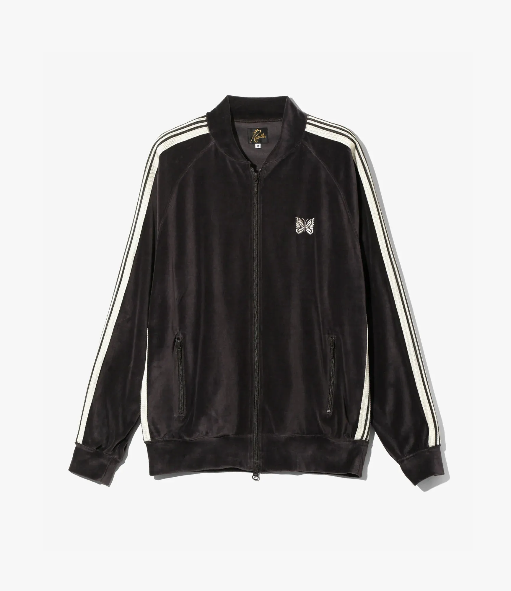 RIB COLLAR TRACK JACKET VELOUR - CHARCOAL sold by Lapstone & Hammer