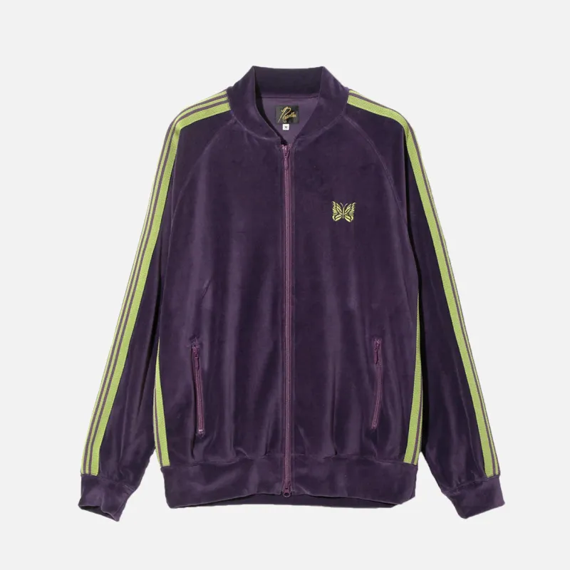 RIB COLLAR TRACK JACKET VELOUR - PURPLE sold by Lapstone & Hammer
