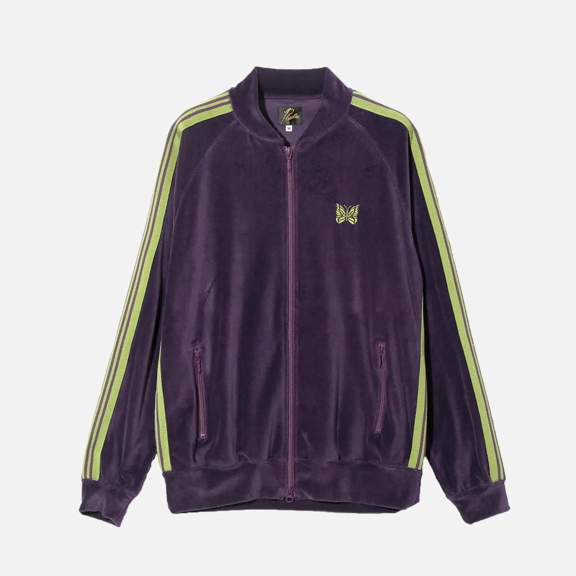 RIB COLLAR TRACK JACKET VELOUR - PURPLE sold by Lapstone & Hammer