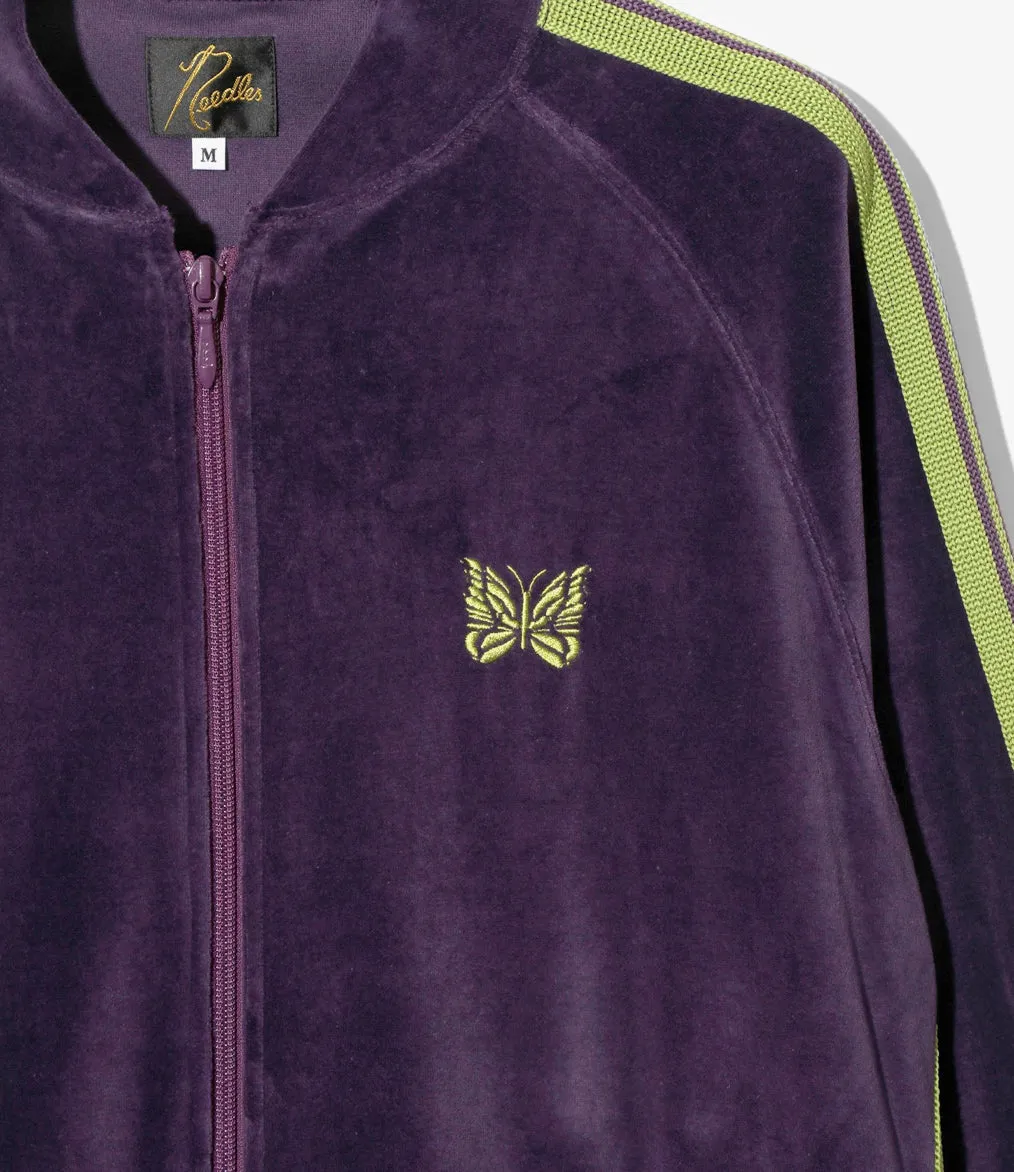 RIB COLLAR TRACK JACKET VELOUR - PURPLE sold by Lapstone & Hammer product image thumbnail 4