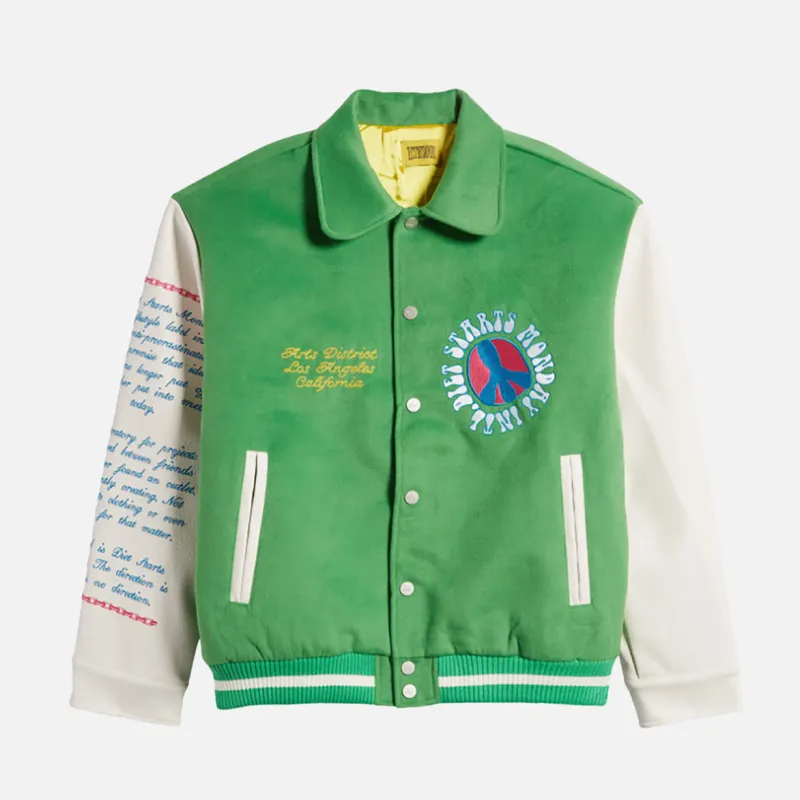 ARTS DISTRICT VARSITY JACKET - GREEN / CREAM sold by Lapstone & Hammer