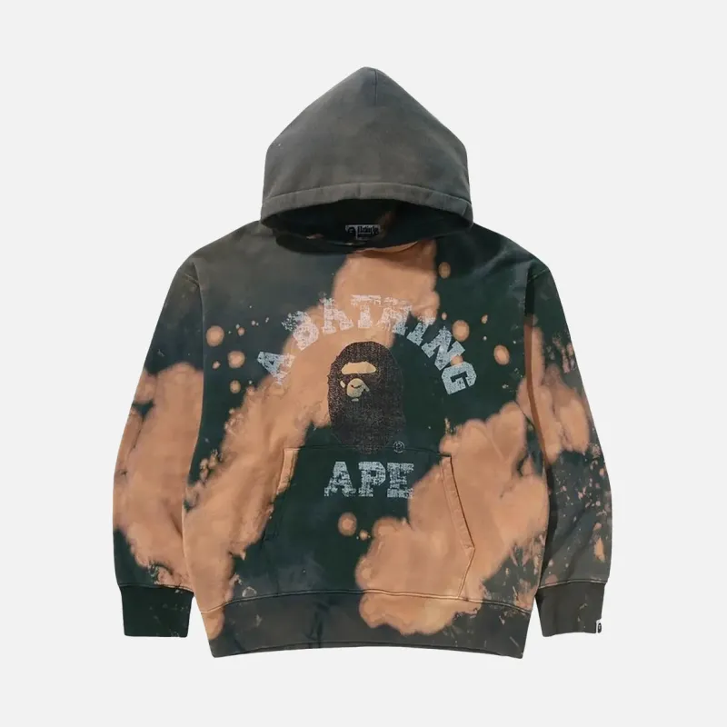 TIE DYE COLLEGE RELAXED FIT PULLOVER HOODIE - BEIGE sold by Lapstone & Hammer