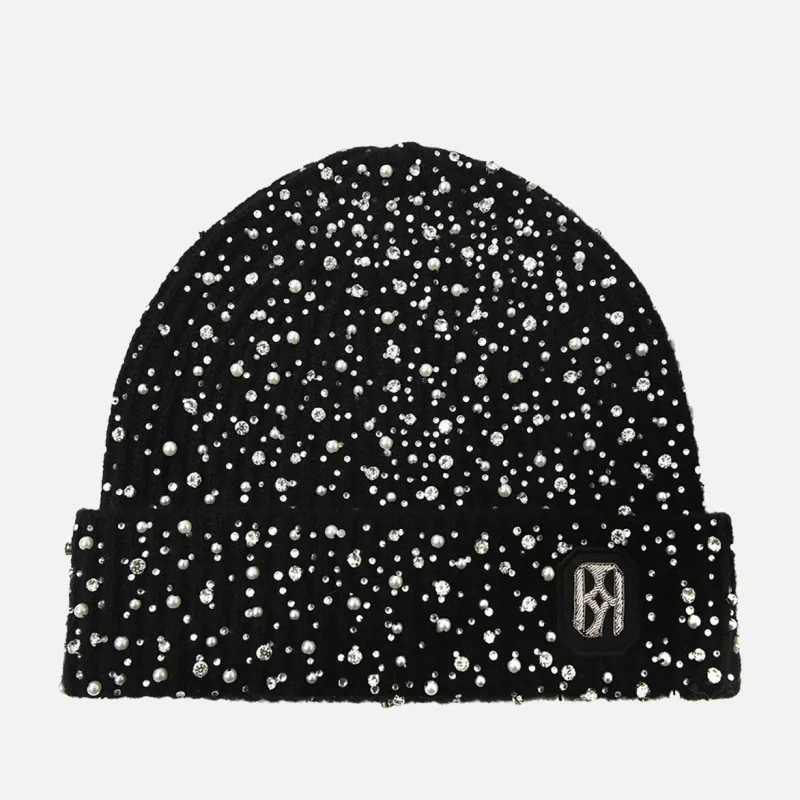 PEARL & RHINESTONE BEANIE - BLACK sold by Lapstone & Hammer