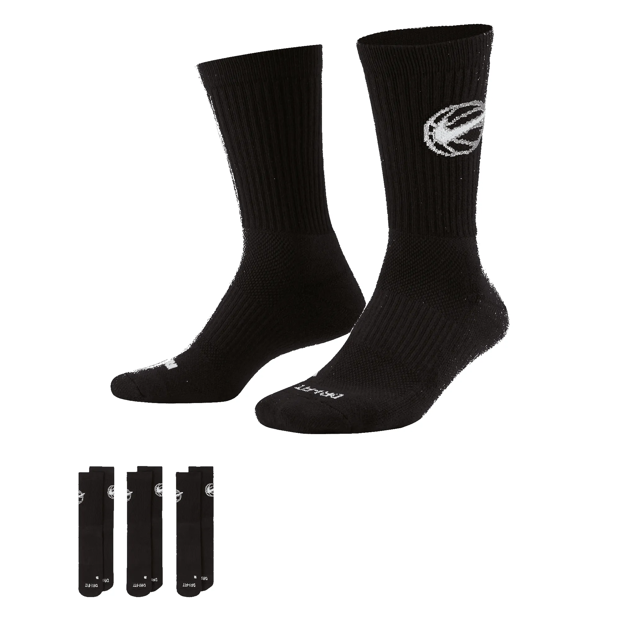 EVERYDAY CREW BASKETBALL SOCKS (3 PACK) - BLACK sold by Lapstone & Hammer