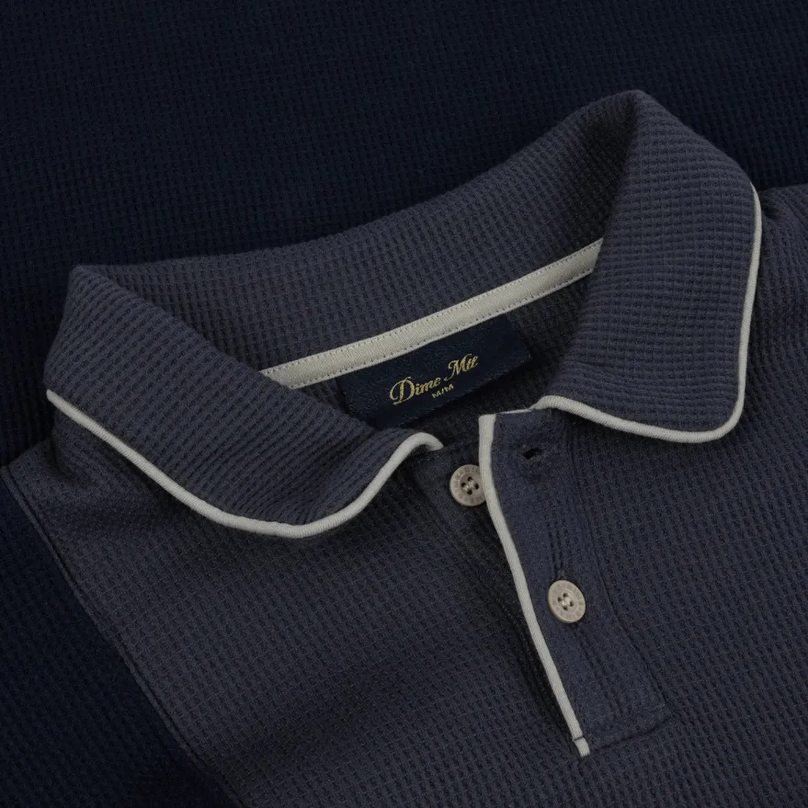 WAFFLE POLO - INDIGO sold by Lapstone & Hammer product image thumbnail 3