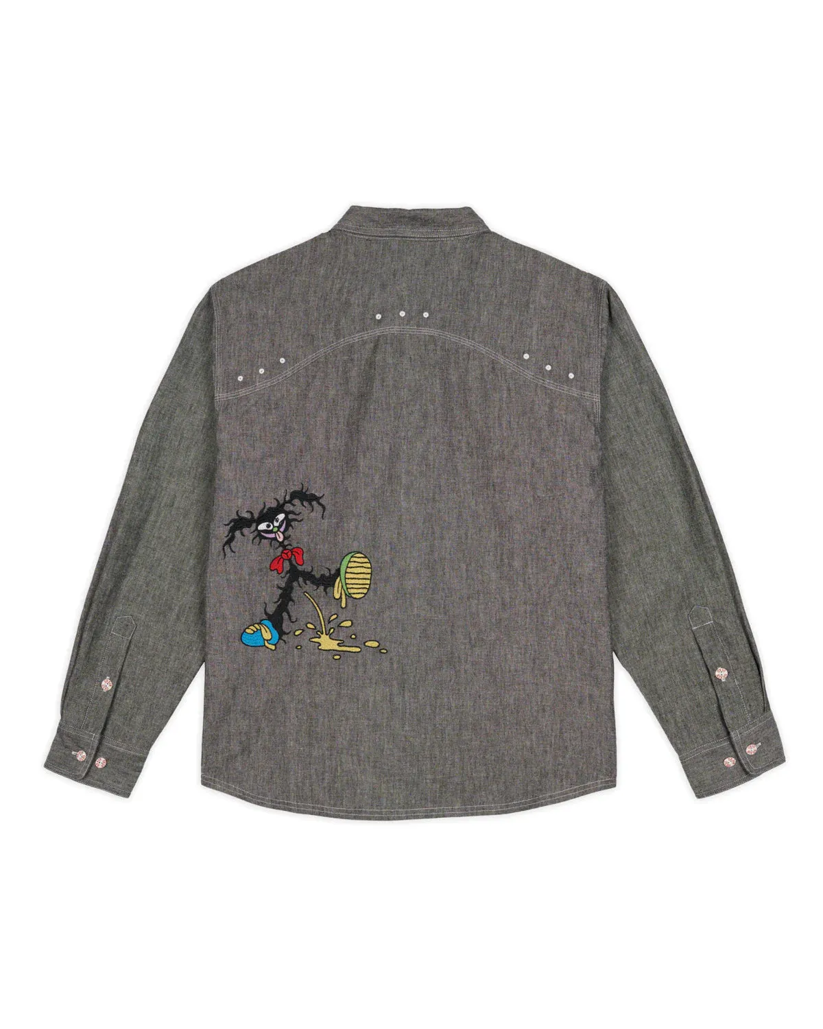 GARDEN PARTY CHAMBRAY BUTTON UP SHIRT - GREY sold by Lapstone & Hammer product image thumbnail 2