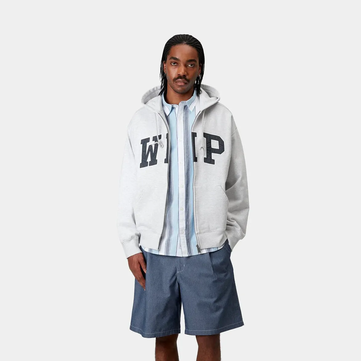 HOODED WIP SWEAT JACKET - ASH HEATHER (STONEWASHED) sold by Lapstone & Hammer product image thumbnail 3