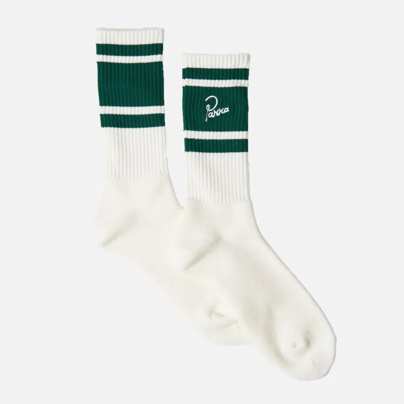 SIGNATURE STRIPED CREW SOCKS - OFF WHITE sold by Lapstone & Hammer