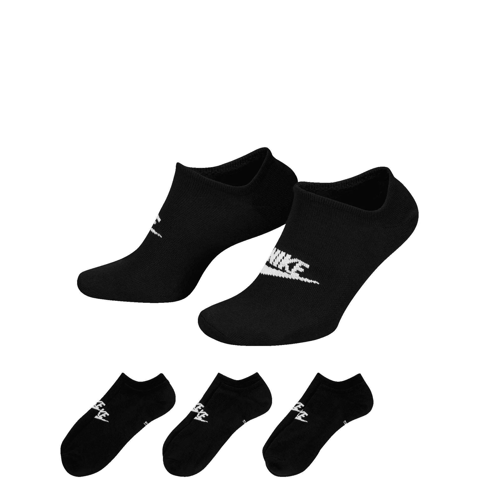 NIKE EVERYDAY ESSENTIAL NO SHOW 3PACK SOCKS - BLACK sold by Lapstone & Hammer